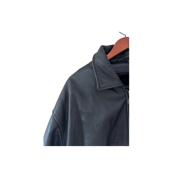 Rare Max USA Men 4X Vintage Genuine Black Leather Jacket 90s Hip Hop Zip Liner - Picture 4 of 11